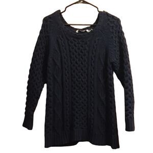 Soft Surroundings Women's Blue Acrylic Cotton CottageSweater Size Petite Medium